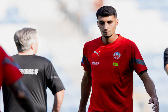 Helsingborgs Amar Muhsin före fotbollsmatchen i