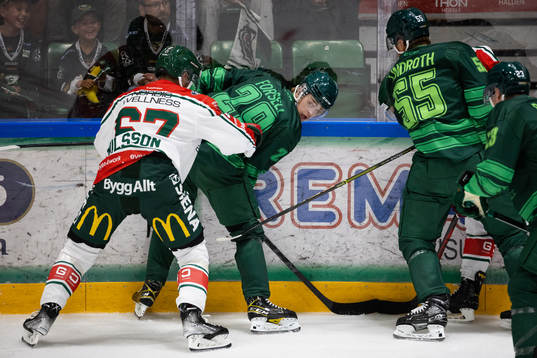 Frölundas Jacob Nilsson och Färjestads Lucas Forsell