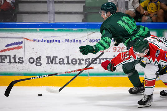Färjestads Martin Skärberg och Frölundas Mats Rosseli