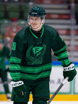 Färjestads Lucas Forsell innan ishockeymatchen i