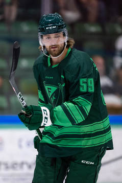 Färjestads Linus Johansson innan ishockeymatchen i