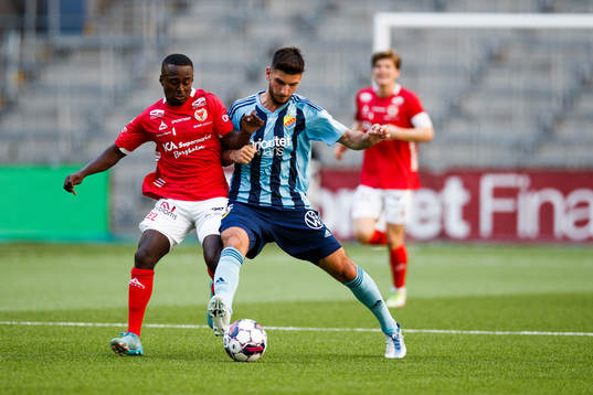 Kalmars Nahom Girmai Netabay och Djurgårdens Besard Sabovic