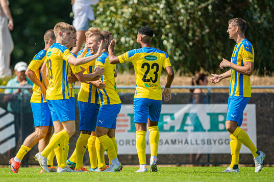 Eskilsminnes Lucas Ohlander jublar med lagkamrater