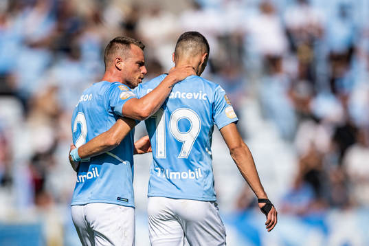 Malmö FFs Eric Larsson och Veljko Birmancevic