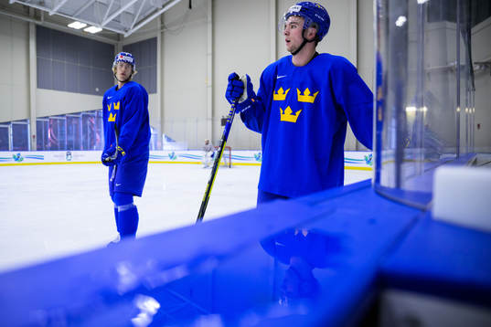Simon Edvinsson and Isak Rosén of Sweden at a practice
