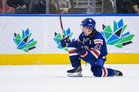 Brett Berard of USA celebrates scoring 1-0