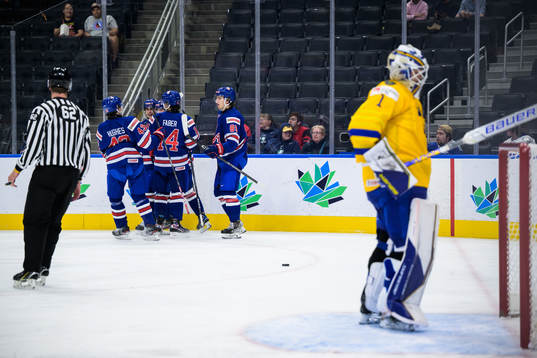 Matthew Coronato of USA celebrates his 2-0 goal behind