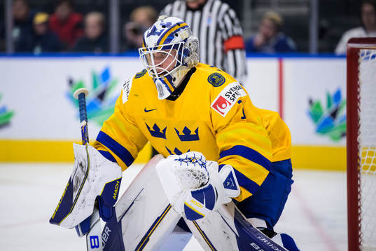 Goaltender Jesper Wallstedt of Sweden