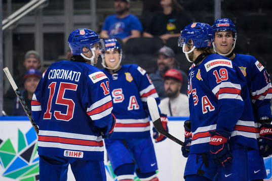 Matthew Coronato of USA celebrates with teammates