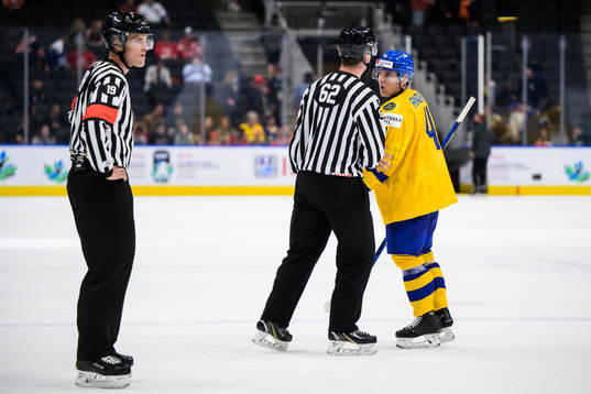 Emil Andrae of Sweden shouts at referee Adam Kika