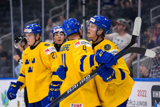 Åke Stakkestad of Sweden celebrates with Emil Andrae