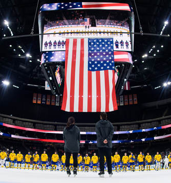 The flag of USA is raised