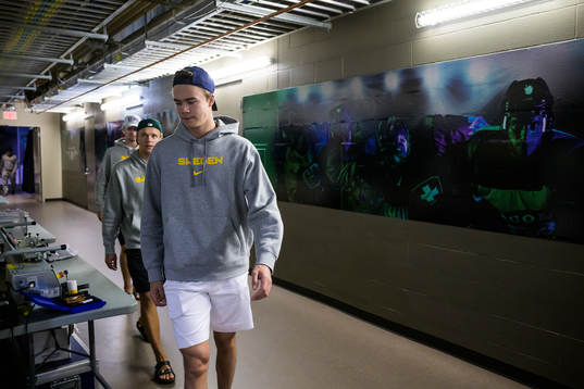 William Wallinder of Sweden arrives to the arena for a