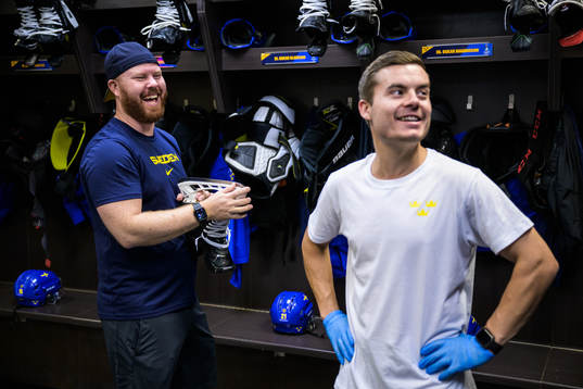Equipment managers Andy Fagerström and Sam Jarrin of