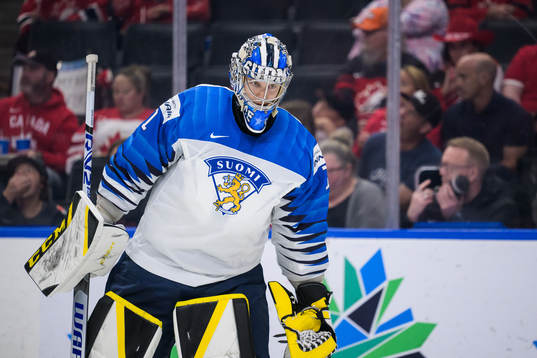 Goaltender Leevi Meriläinen of Finland
