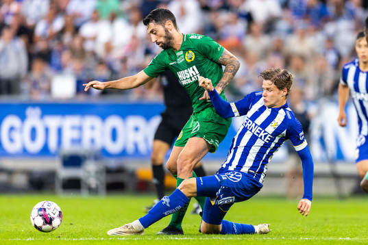 Hammarbys Nahir Besara och IFK Göteborgs Gustaf Norlin