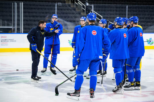 Assistant coach Todd Woodcroft of Sweden gives instructions