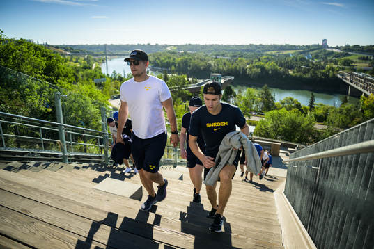 Physiotherapist Dennis Schirmer and Fabian Lysell of Sweden
