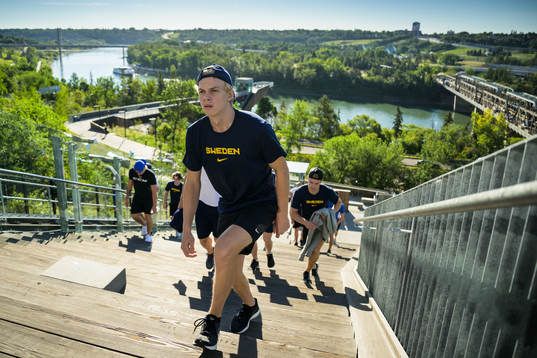 Albert Sjöberg of Sweden taking a pre-game walk