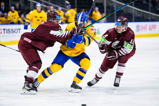 Martins Lavins and Daniels Gorsanovs of Latvia against Emil