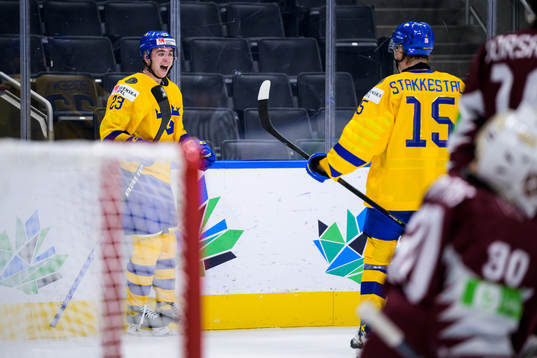 Isak Rosén and Åke Stakkestad of Sweden celebrate