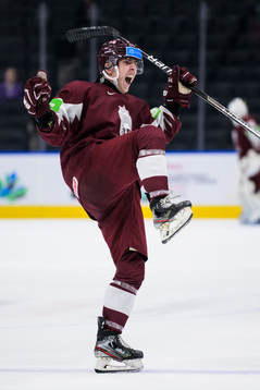 Gustavs Ozolins of Latvia celebrates