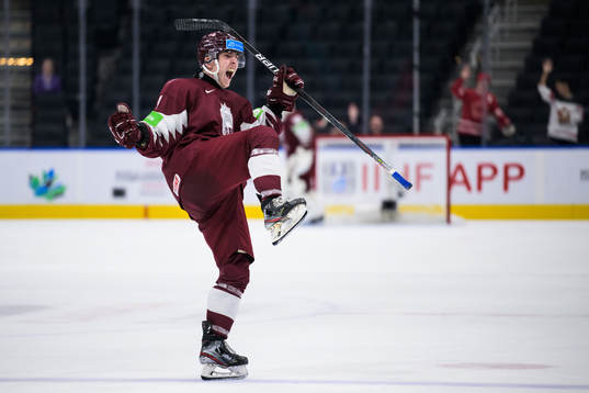 Gustavs Ozolins of Latvia celebrates