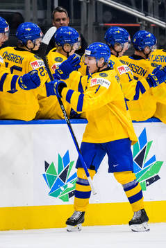 Emil Andrae of Sweden celebrates