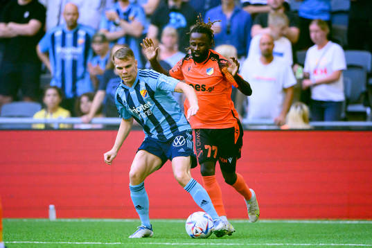 Elias Andersson of Djurgården and Dieumerci Ndongala of