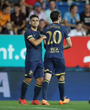 Nicolas Stefanelli and Zachary Elbouzedi of AIK looks