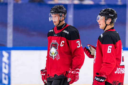 Malmö Redhawks Carl Söderberg och Theodor Johnsson deppar