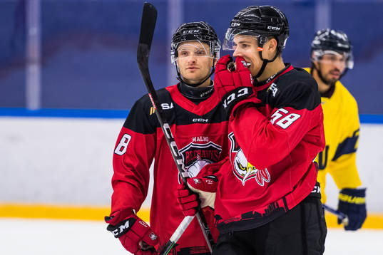 Malmö Redhawks Johan Olofsson och Noah Schalin