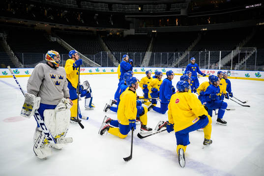 Players of Sweden at a practice session