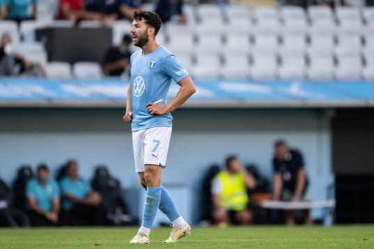 Erdal Rakip of Malmö FF looks dejected