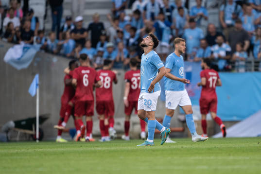 Moustafa Zeidan of Malmö FF looks dejected