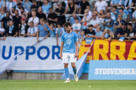 Erdal Rakip of Malmö FF looks dejected