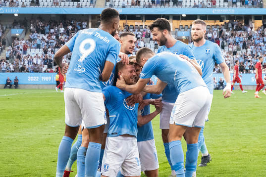 during the UEFA Europa League play-off match between Malmö