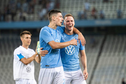 Dennis Hadzikadunic and Niklas Moisander of Malmö FF