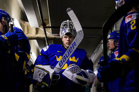 Goaltender Jesper Wallstedt of Sweden