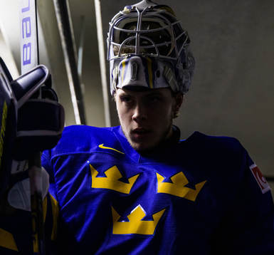 Goaltender Jesper Wallstedt of Sweden