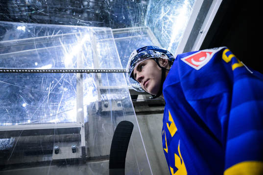 Daniel Ljungman of Sweden walks out to the ice for warm-up