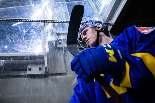 Jonathan Lekkerimäki of Sweden walks out to the ice for