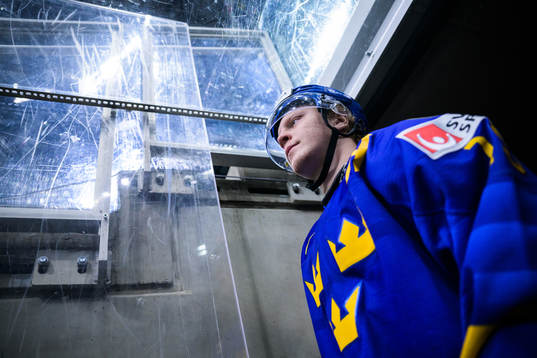 Åke Stakkestad of Sweden walks out to the ice for warm-up
