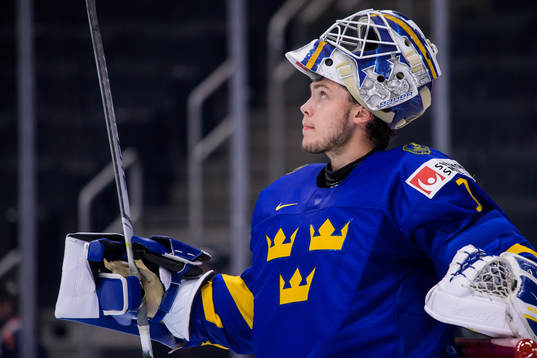 Goaltender Jesper Wallstedt of Sweden