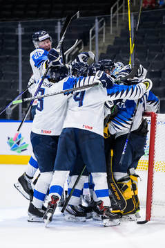 Players of Finland celebrate