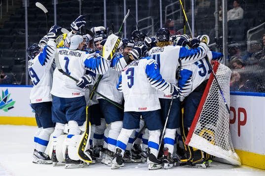 Players of Finland celebrate