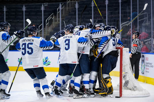 Players of Finland celebrate