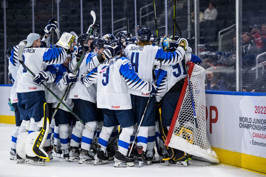 Players of Finland celebrate