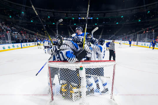Players of Finland celebrate