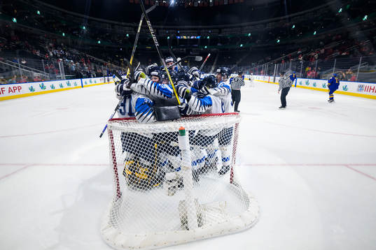 Players of Finland celebrate